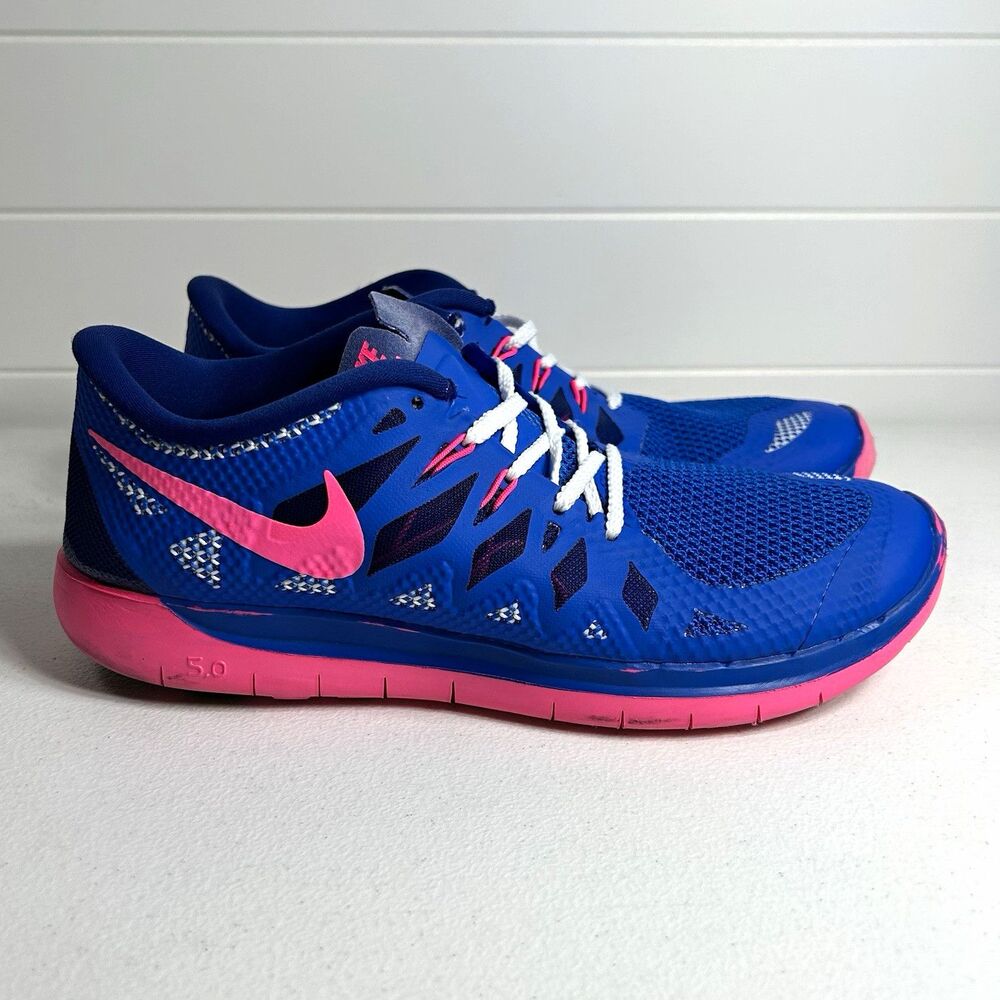 Nike Free 5.0 Women’s Shoe US 7Y EU 40 Blue Pink Low Top Lace-Up Sneaker